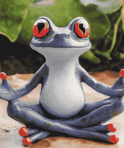 Grey Yoga Meditation Frog Diamond Painting