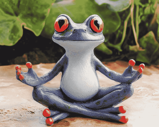 Grey Yoga Meditation Frog Diamond Painting