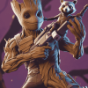 Groot and Rocket Fortnite Art Diamond Painting