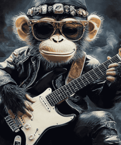 Guitarist Monkey Cartoon Diamond Painting