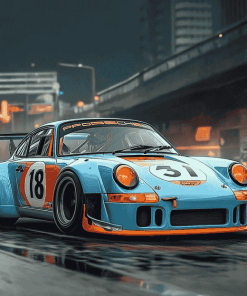 Gulf Porsche Racing Car Diamond Painting