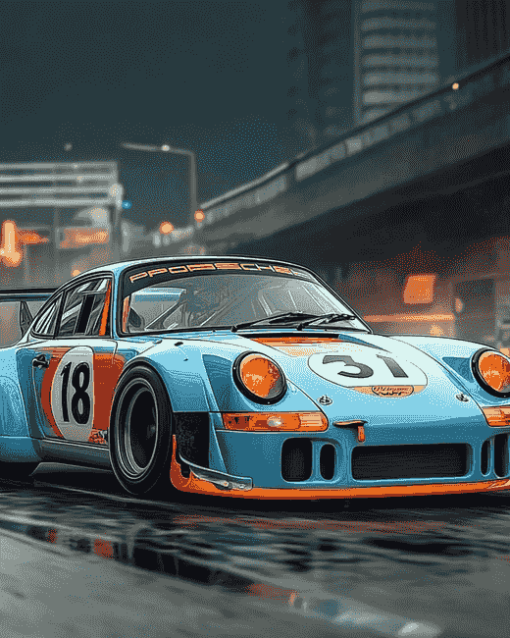 Gulf Porsche Racing Car Diamond Painting