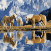 Haflinger Horses in Mountain Scenery Diamond Painting