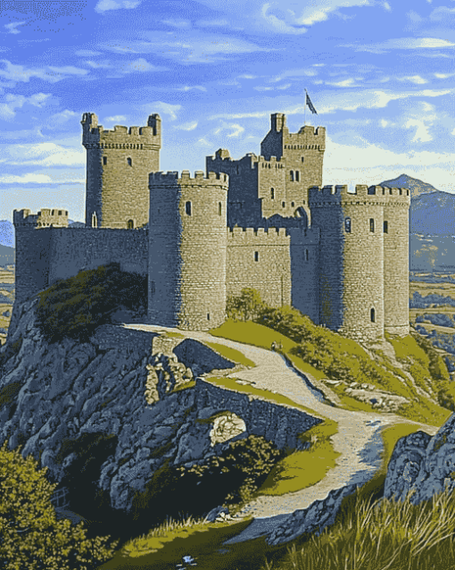 Harlech Castle in Wales Diamond Painting