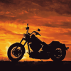 Harley Silhouette in Sunset Diamond Painting