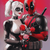 Harley and Deadpool Cartoon Diamond Painting