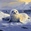 Harp Seal Winter Wonderland Diamond Painting