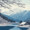 Hasui Kawase Snowy Landscape Diamond Painting