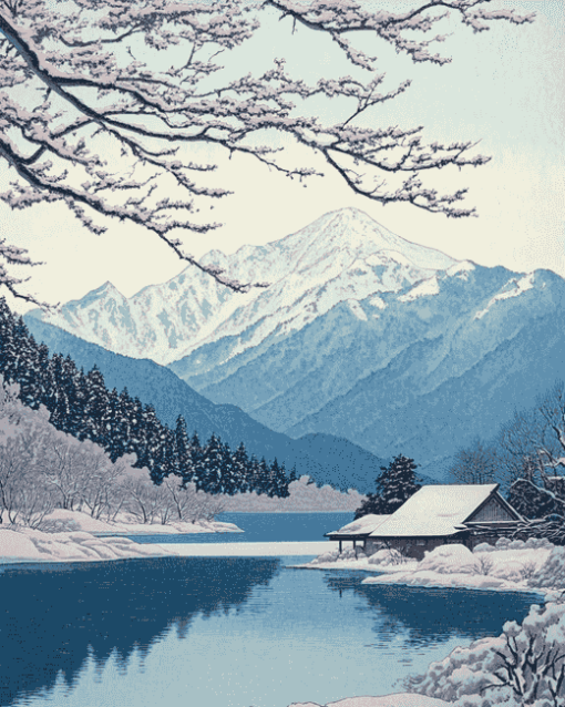 Hasui Kawase Snowy Landscape Diamond Painting