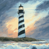 Hatteras Lighthouse Seascape Diamond Painting