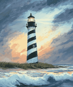 Hatteras Lighthouse Seascape Diamond Painting