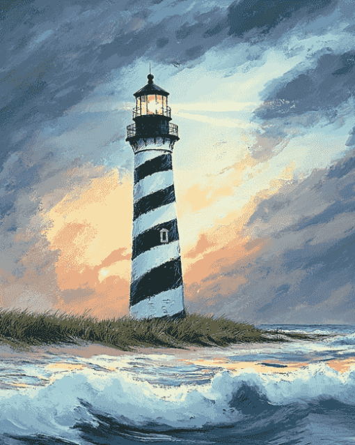 Hatteras Lighthouse Seascape Diamond Painting