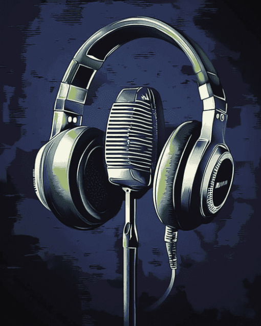 Headphones and Microphone Diamond Painting