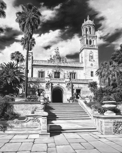 Hearst Castle Monochrome Diamond Painting