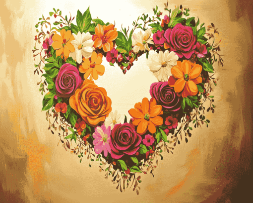 Heartfelt Blossoms Roses Diamond Painting