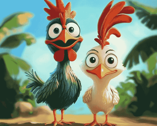 Hei Hei and Pua Cartoon Diamond Painting