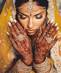 Henna-Inspired Wedding Hand Jewelry Diamond Painting