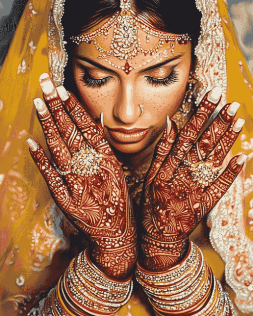 Henna-Inspired Wedding Hand Jewelry Diamond Painting