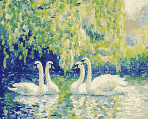 Henri Edmond Cross Swan Family Diamond Painting