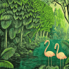 Henri Robert Bresil Flamingos Forest Diamond Painting