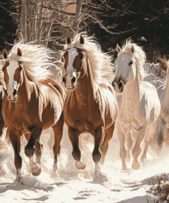 Herd of Horses Galloping Diamond Painting