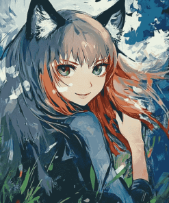 Holo Anime Wolf Girl Diamond Painting