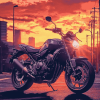 Honda Motorcycle Sunset Diamond Painting