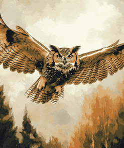 Horned Owl Birds Diamond Painting