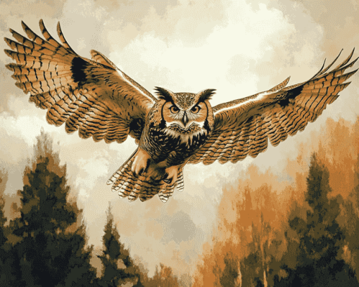 Horned Owl Birds Diamond Painting