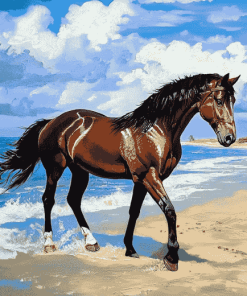 Horse Galloping Beach Diamond Painting