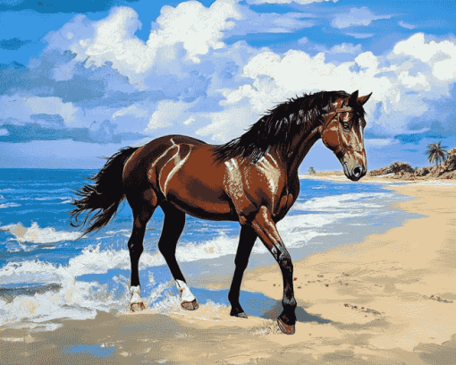 Horse Galloping Beach Diamond Painting