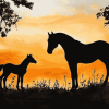 Horse Sunset Silhouette Diamond Painting