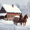 Horse and Wagon Winter Scene Diamond Painting