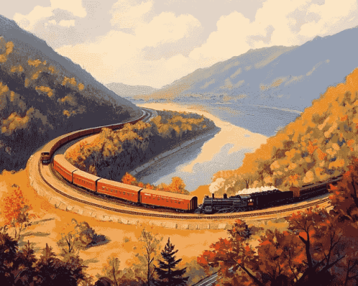 Horseshoe Curve Landscape Diamond Painting