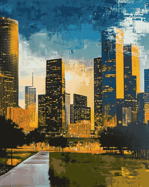 Houston Skyline in Texas Diamond Painting