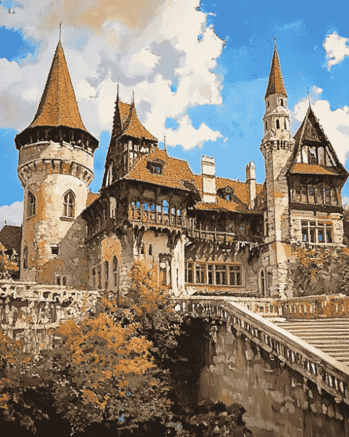 Hunedoara Castle Architecture Diamond Painting