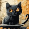 Hungry Black Cat Diamond Painting