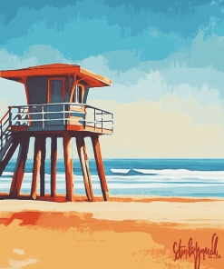 Huntington Beach Seascape Diamond Painting