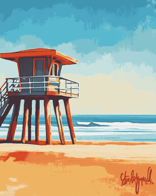 Huntington Beach Seascape Diamond Painting