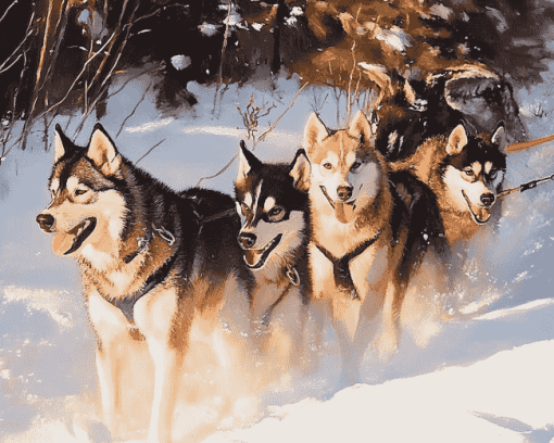 Husky Adventure Diamond Painting