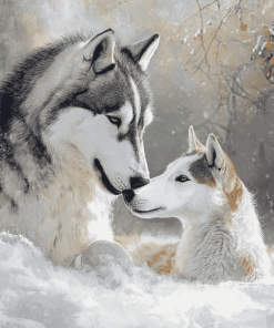 Husky and Dapple Horse Animals Diamond Painting