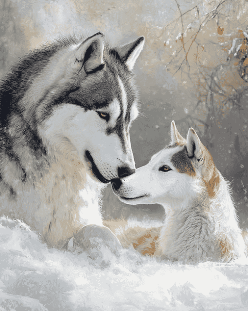 Husky and Dapple Horse Animals Diamond Painting