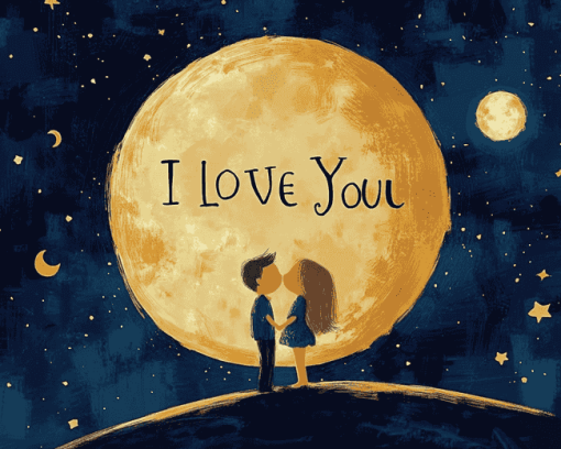 I Love You To The Moon And Back Quote Diamond Painting