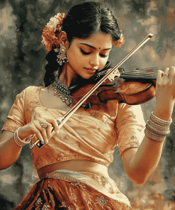 Indian Woman Violinist Diamond Painting