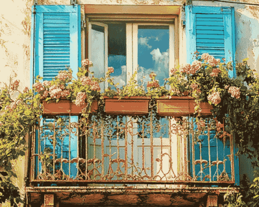 Italian Blossoms Balcony Diamond Painting