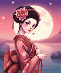 Japanese Geisha Cartoon Diamond Painting