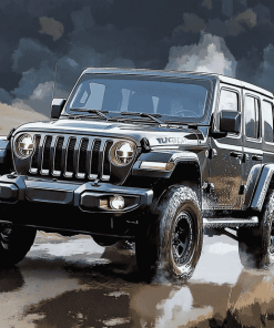 Jeep Wrangler Black SUV Diamond Painting