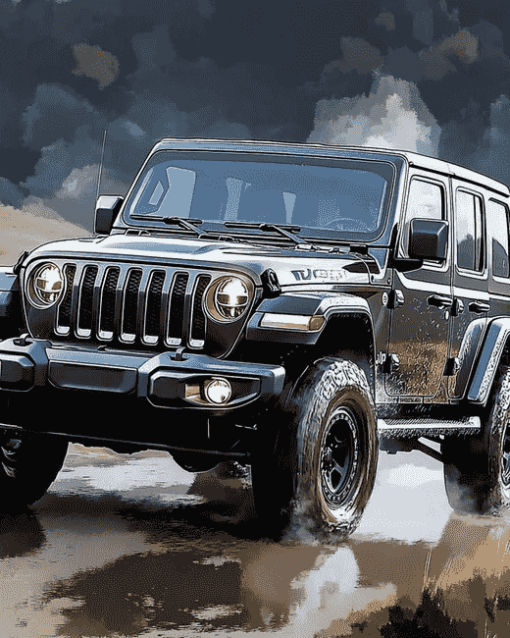 Jeep Wrangler Black SUV Diamond Painting