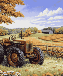 John Sloane Rusty Tractor Scene Diamond Painting