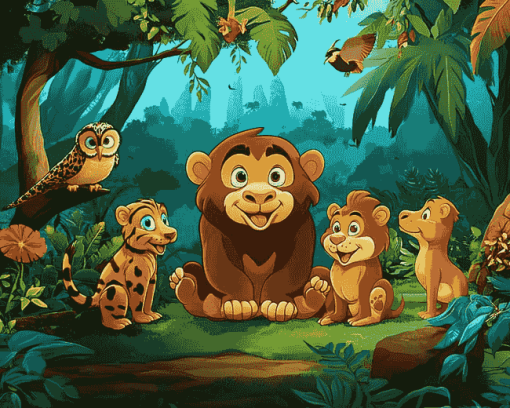 Jungle Animals Cartoon Diamond Painting